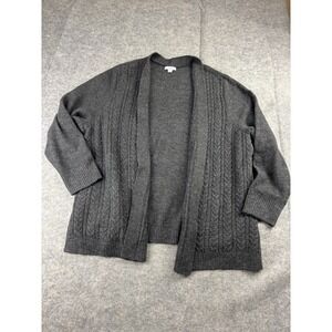 Croft and Barrow Cardigan Women's Plus 2X Gray Cable knit open front Minimalist